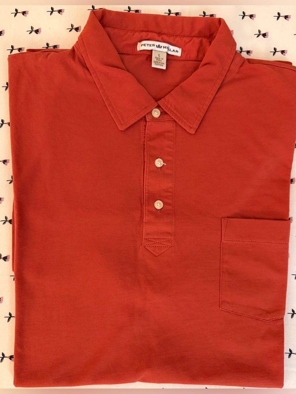 Peter Millar 100% Pima Cotton Golf Polo – Orange – Men’s Large – EUC